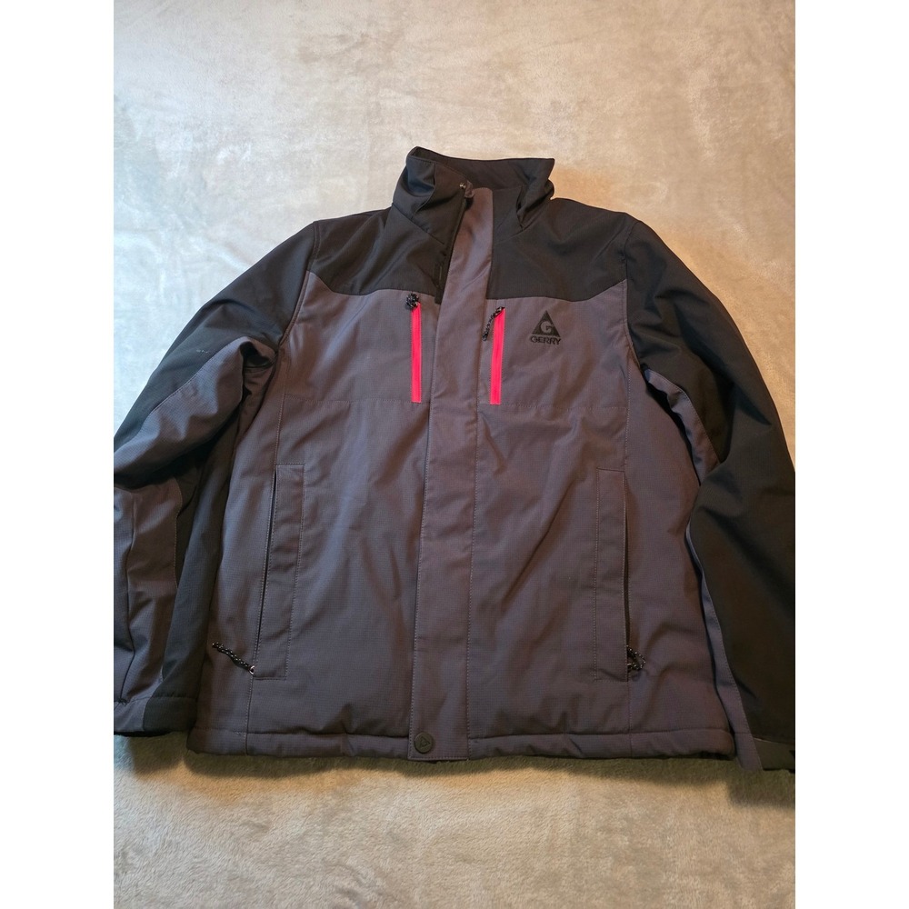 Gerry Jacket Mens Size L Gray Multicolor Ripstop Full Zip Hiking Snow Nature